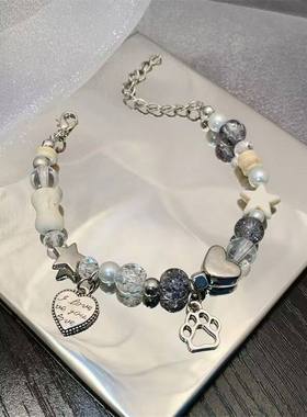 失氧星星小猫爪骨头手链女ins轻奢手工串珠清冷小清新情侣闺蜜