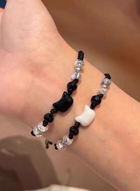 卡通贝壳KT猫头手链精致编织情侣