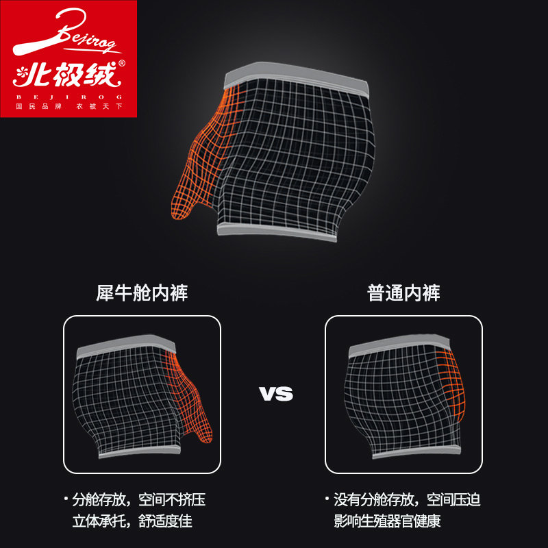 北极绒枪弹精索分离男阴囊托内裤衩 北极绒千汇男平角内裤