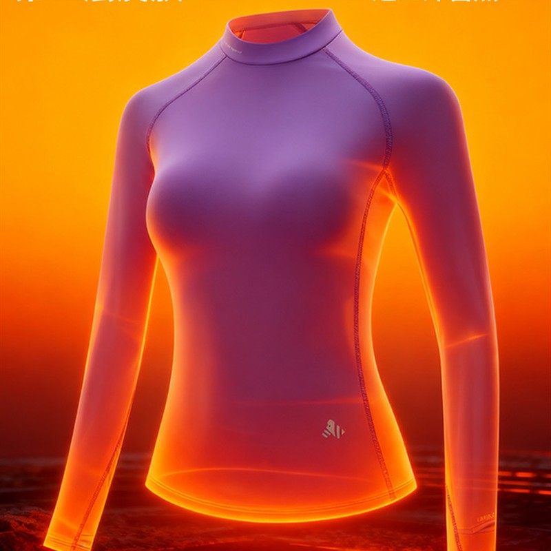 弹力跑步运动 薄绒立领打底衫女秋冬款长袖保暖内搭上衣T恤,淘宝优惠券,粉丝福利购,淘宝优惠卷