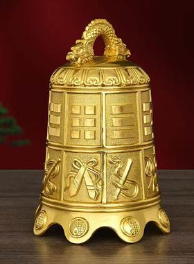 纯黄铜钟八仙法器寺庙撞钟超响铜铃铛大号撞钟复古铜铃铛八宝铜钟