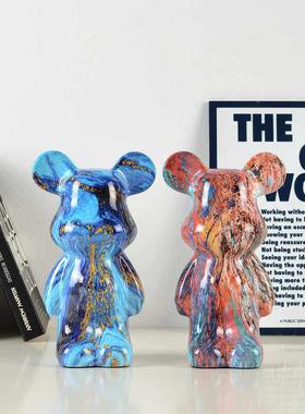 卡通陶瓷暴力熊摆件客厅摆件存钱罐现代电视柜玄关酒柜桌面装饰品