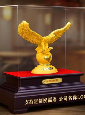 大展宏图老鹰摆件高档礼物沙金公司企业老板领导桌面办公室装饰品