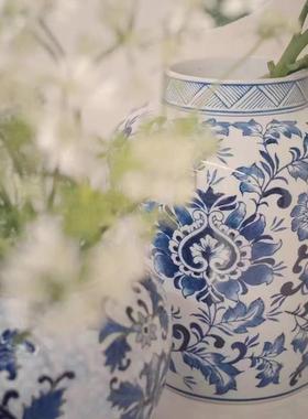 陶瓷器摆件中式家居餐桌客厅装饰品结婚礼物青花瓷仿古陶罐