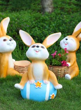 花园卡通兔子摆件户外园林景观动物雕塑别墅庭院幼儿园小区装饰品