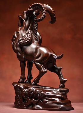 黑檀实木领头羊摆件办公室店铺客厅十二生肖羊三羊开泰工艺品礼品