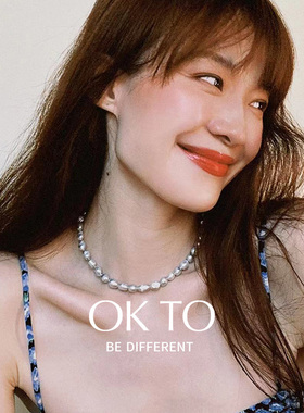 OKTO灰色异型巴洛克淡水珍珠项链