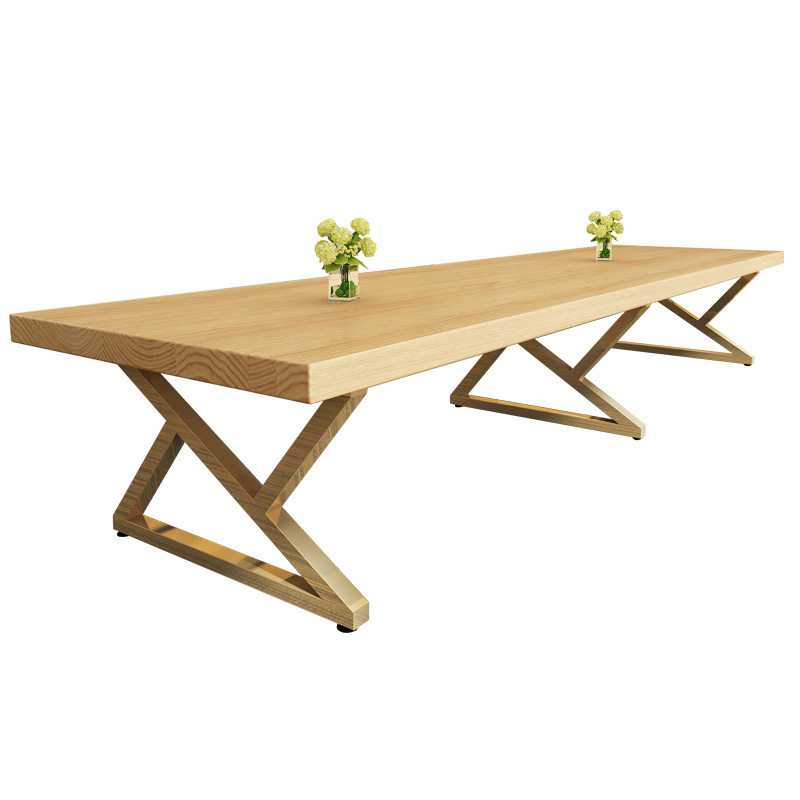 北欧实木会议桌长桌简约现代培训办公桌工作台工业风洽谈桌椅组合