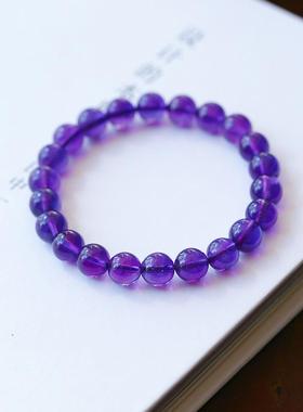 2026天然乌拉圭女款紫水晶圆珠手錬 颜色好女款紫色水晶饰品礼物