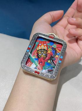 2026新中式朱砂红砂彩绘扎基拉姆吊坠唐卡挂件男女款项链饰品