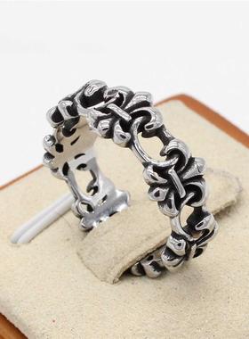 2026欧美潮ins男女款戒指轻奢小众设计感时尚简约覆古十字架钛钢