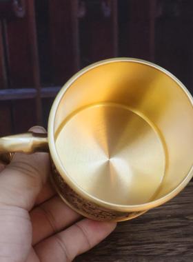 2026新款黄铜百福杯茶缸水杯茶杯个性复古怀旧茶道装饰品摆件工艺