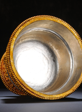 尼泊尔手工圣水杯家用供具供水杯供水碗铜鎏金鎏银八吉祥七供杯