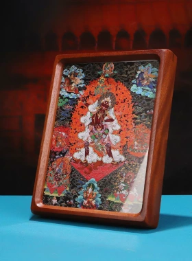 护法总集唐卡画框摆件木质相框装饰画家用唐卡挂图壁画摆台8寸
