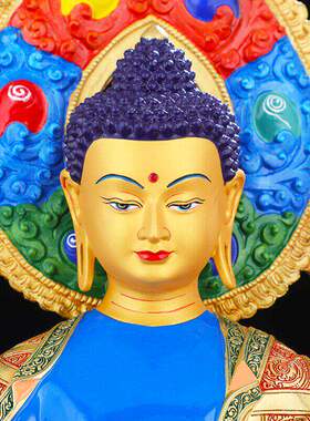 多款彩绘带背光佛像莲师文殊药师释迦阿弥观音度母金刚萨埵黄财神