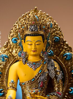 尼泊尔工艺精品王子系列彩绘三宝佛纯铜药师阿弥陀佛释迦牟尼佛像