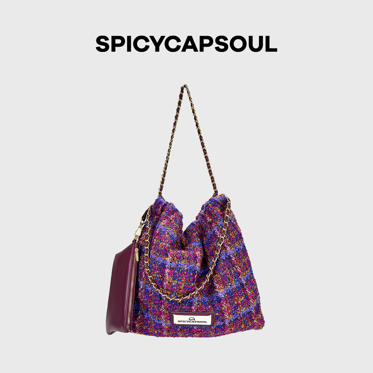 【毛呢垃圾袋】SpicyCapSoul原创定制慵懒风羊毛单肩垃圾袋托特包,淘宝优惠券,粉丝福利购,淘宝优惠卷