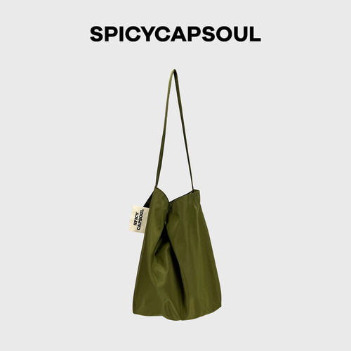 【邂逅】spicycapsoul原创定制面料单肩休闲极简大容量慵懒托特包 - 图1