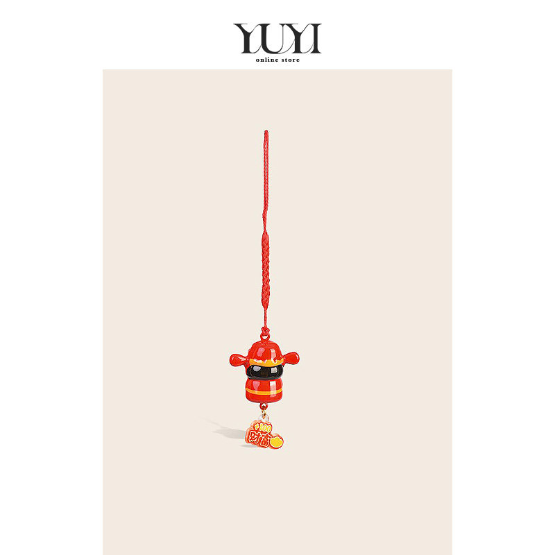 YUYI手机链挂饰绳红色招财神水音铃铛包包挂件手机饰品U盘链礼物