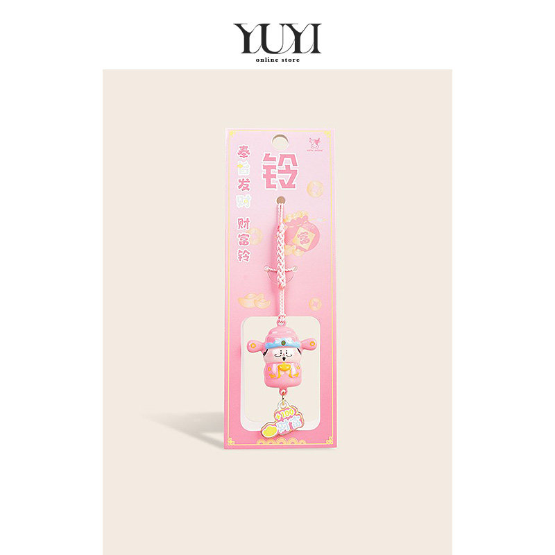 YUYI手机链挂饰绳红色招财神水音铃铛包包挂件手机饰品U盘链礼物