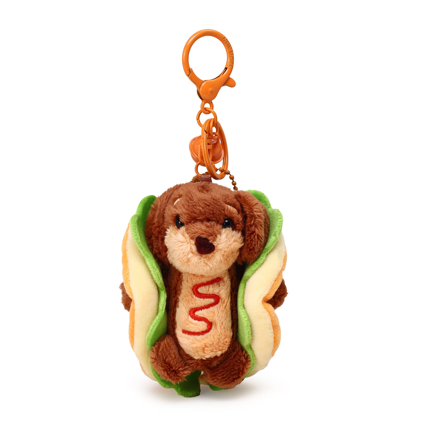 YUYI原创丑萌汉堡夹腊肠狗毛绒公仔小玩偶书包包挂件车钥匙扣挂饰 - 图3