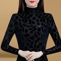 (Plus thickened) Black undershirt semi-high collar Womens dress Long sleeves Body Jacket Temperament Blouse 100 Hitch Cardiff