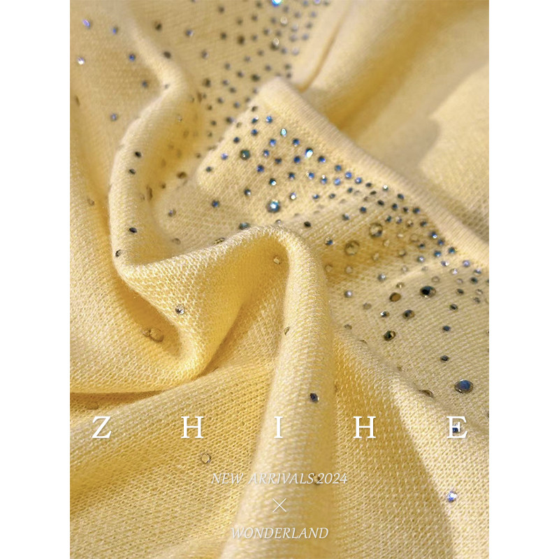 无艳一禾【轻暖针织】原创绵羊毛多色圆领亮钻打底针织衫