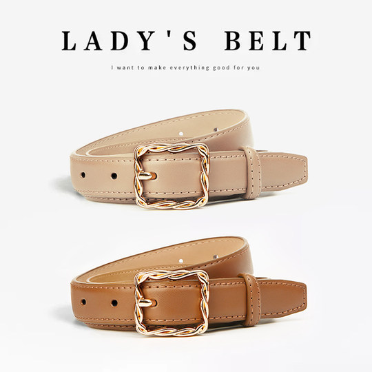 High-end cowhide leather belt for women with niche design