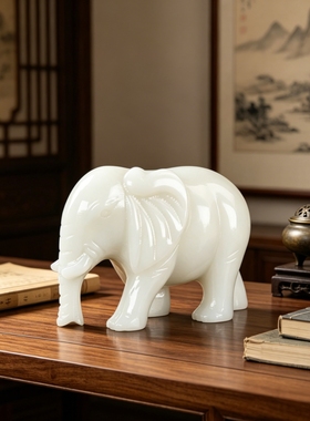 天然玉石大象摆件招财风水工艺品