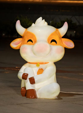 卡通十二生肖小牛雕塑动物模型牛肉馆商场幼儿园美陈装饰落地摆件