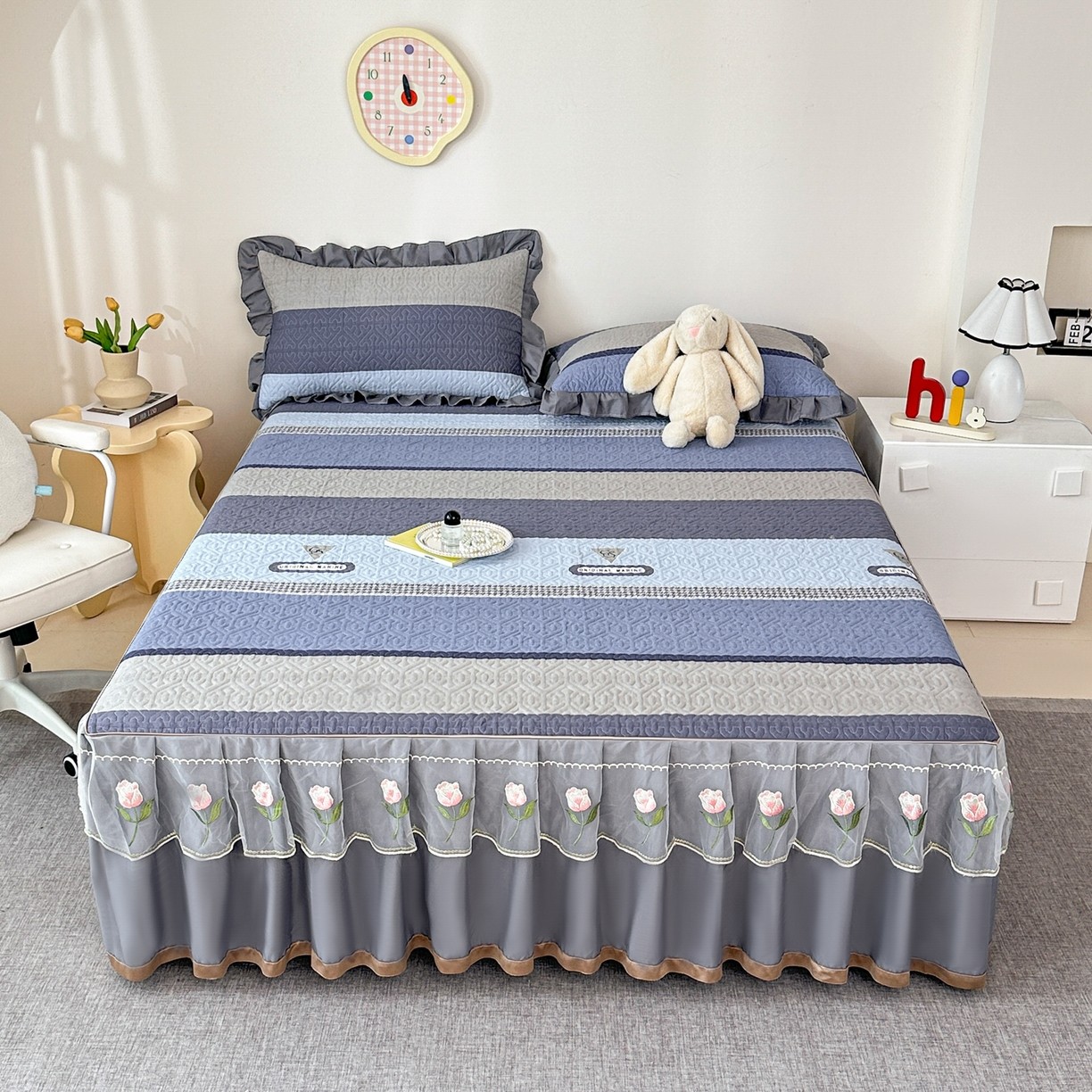 全棉夹棉床裙三件套纯棉床单件床笠下摆裙边床罩防滑床盖四季通用,淘宝优惠券,粉丝福利购,淘宝优惠卷