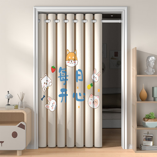 卧室房间家用门帘免打孔空调防风厨房隔断卫生间厕所隐私遮挡帘子 - 图3