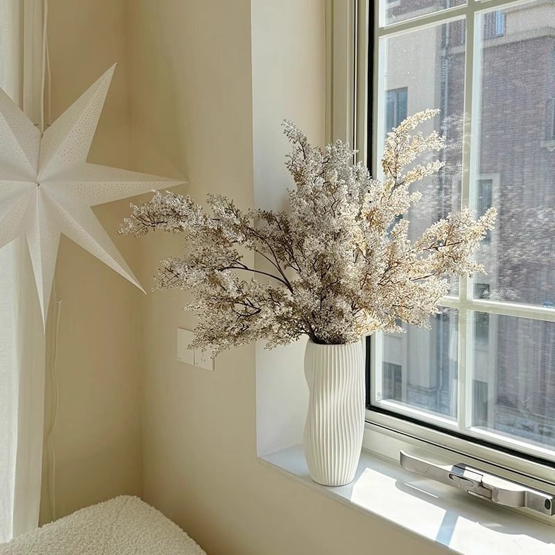 油画雾凇仿真绿植摆设假花花束花艺装饰摆件高级感侘寂风桌面插花,淘宝优惠券,粉丝福利购,淘宝优惠卷