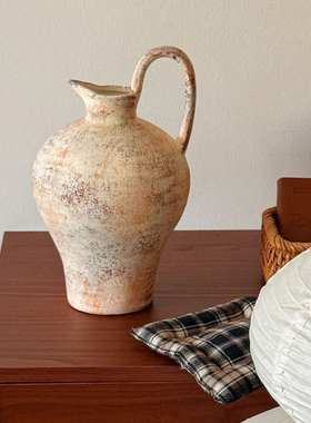 侘寂风中古陶瓷花瓶客厅玄关插花摆件高级感小众家居装饰花器
