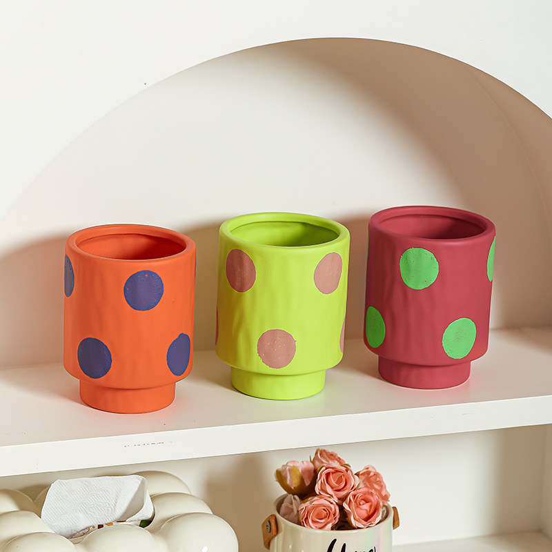多巴胺陶瓷花盆创意大口径波点兰花多肉盆栽清新桌面绿植陶土室外,淘宝优惠券,粉丝福利购,淘宝优惠卷