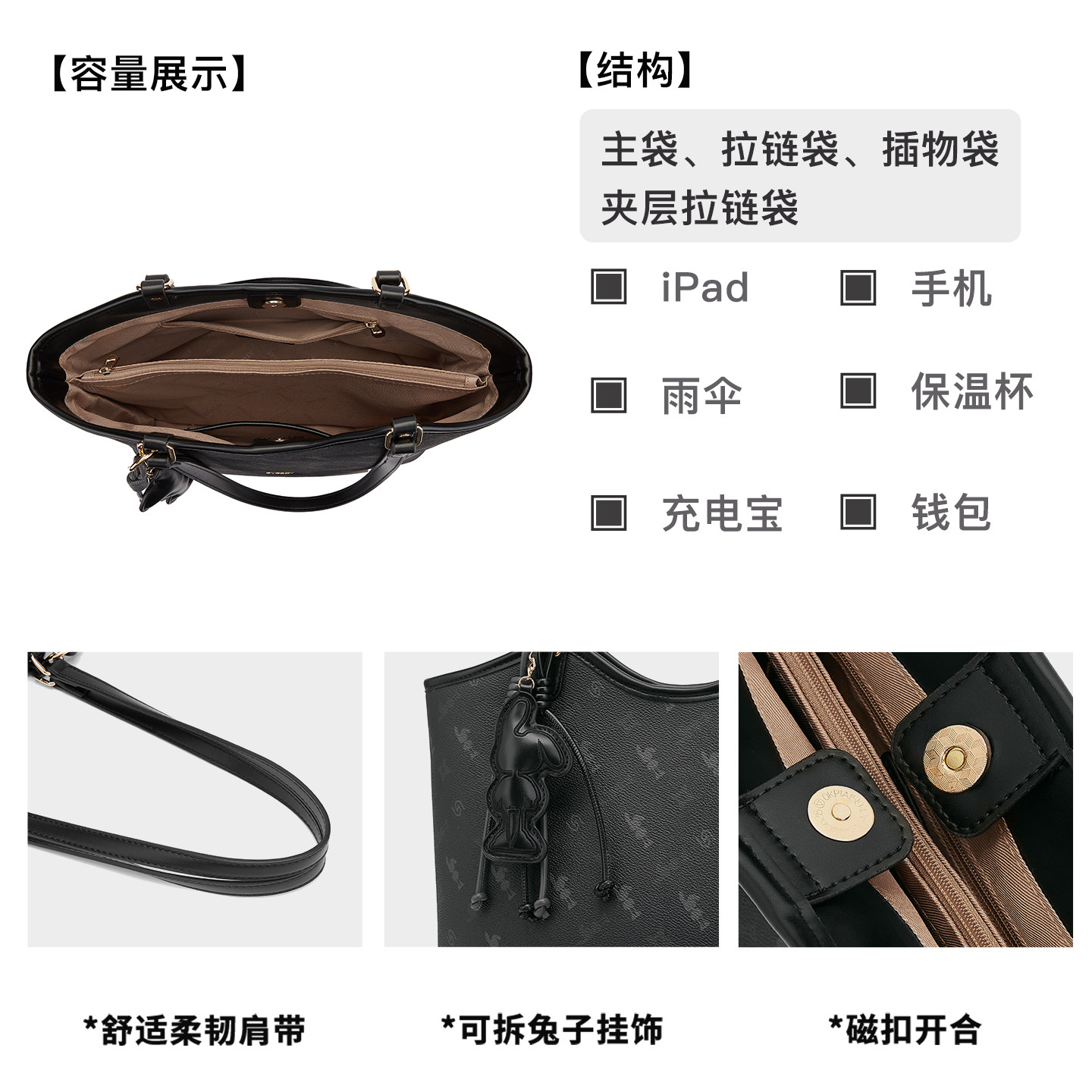 星期六包包女2025新款兔子托特包百搭单肩腋下包大容量通勤手提包,淘宝优惠券,粉丝福利购,淘宝优惠卷