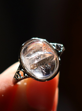 天然晶中金彩虹白水晶戒指  12.19冬至节直播间专属