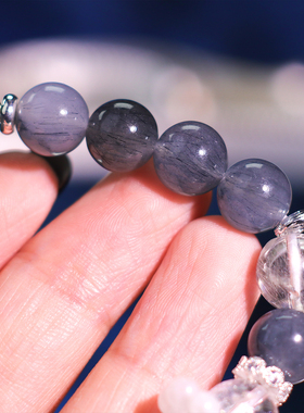 天然蓝钢丝兔毛水晶手链  0319直播间专属