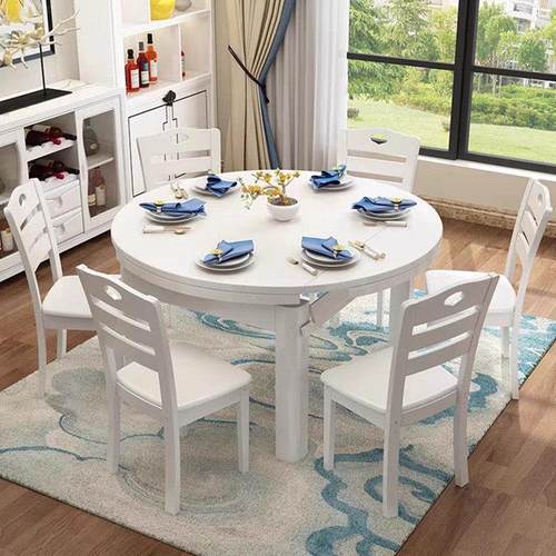 依样红实木餐桌家用方圆两用吃饭桌子折叠饭桌小户型伸缩式 - 图2