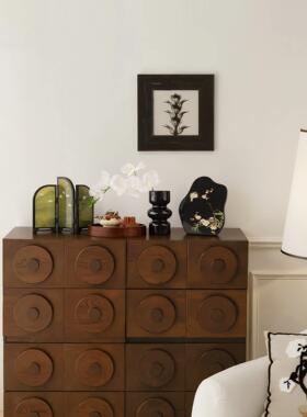 贝汉美中古风客厅玄关钥匙收纳斗柜餐边柜摆件装饰画乔迁新居礼物