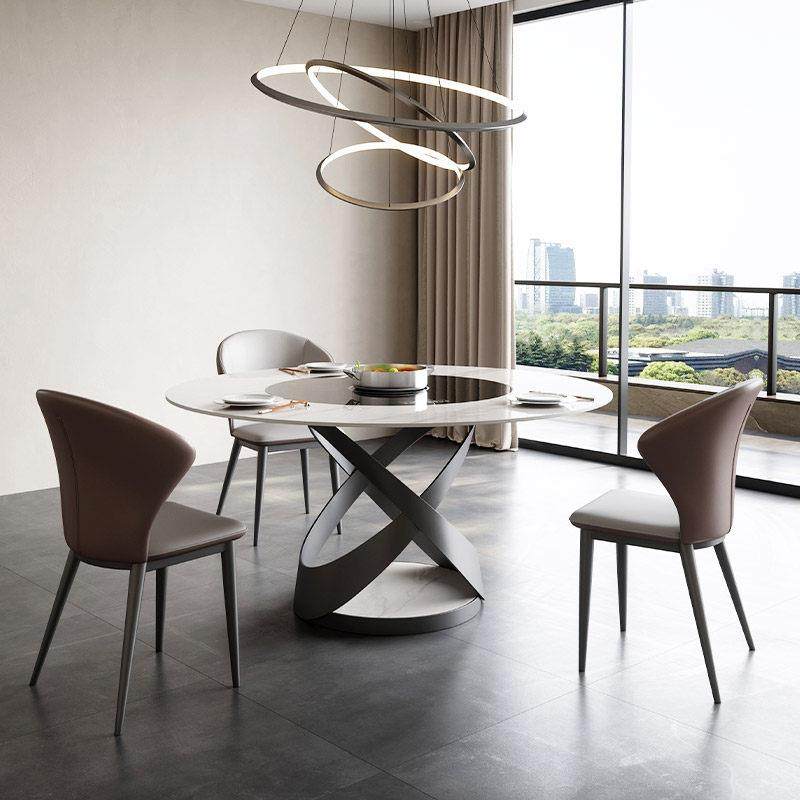 火锅餐桌家用意式轻奢岩板圆桌带内嵌转盘电磁炉暖菜电动转盘餐桌,淘宝优惠券,粉丝福利购,淘宝优惠卷