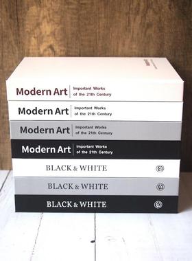 25CM样板房装饰书 黑白灰真书 英文可翻页仿真书 现代家居道具书