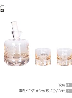 空合 现代轻奢彷真花搭配玻璃红酒具组合 样板间客厅饭厅酒柜摆件