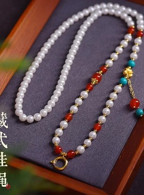 新中式国风珍珠项链女款2025新款爆款轻奢小众设计感锁骨链配饰