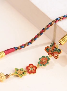 新款新款新中式手工藏式民族风吊坠绳扎基拉姆唐卡女脖挂黄财神挂