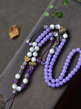 新品水晶项链蓝玉髓泰国佛牌链子唐卡吊坠挂链配绳黄金玉石挂绳女