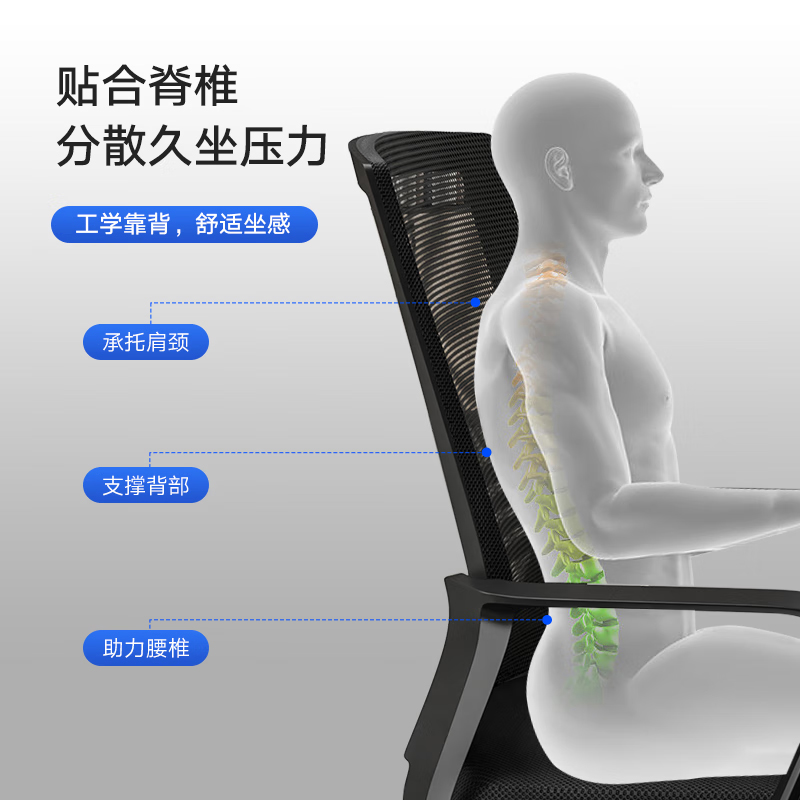 NAIGAO电脑办公椅子网椅会议家用麻将职员椅人体工学电脑椅 - 图1