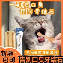 Xinjiang pet kitty toothbrush pooch nano silver toothbrush toothpaste suit with mouth odorizing and tooth cleaning oral cavity
