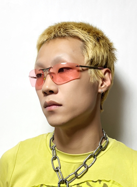 美式复古机能vintage无边框墨镜