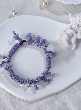 藏式编织手绳手工制品纯手工编织原创设计手链饰品穿搭搭配紫色